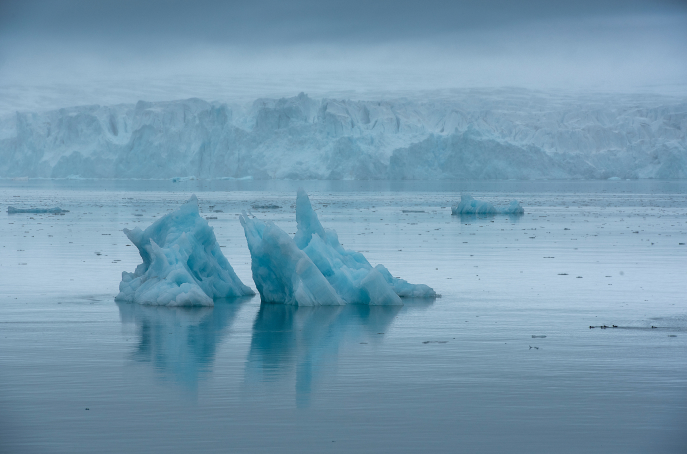 melting iceberg in the sea